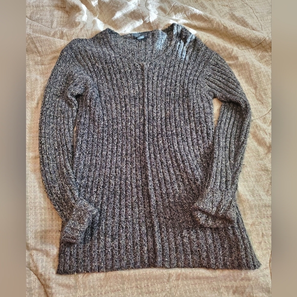 The Limited Sweaters - Limited Women Long Sleeve V-Neck Pullover Sweater Charcoal Size S Wool Mix